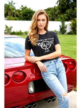 GM Corvette 2004 Acid Wash Crop Top sz Large